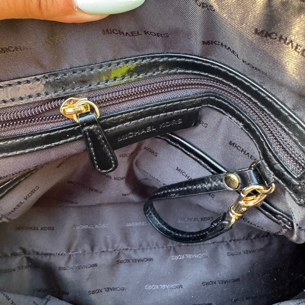 Michael Kors Glossy Black Patent Satchel with Gold Hardware - Picture 5 of 10
